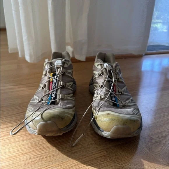 Salomon XT-6 Clear Beige Trail Sneakers Size 7 - Picture 2 of 6